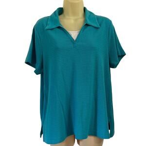 Cato Woman 22/24W Turquoise Blue & White Textured Knit Top